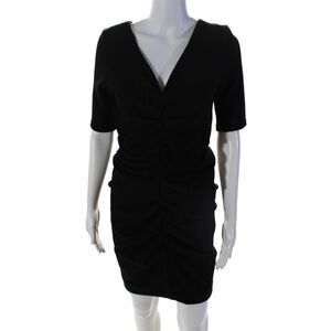Obakki Women's V-Neck Short Sleeves Cinch Fitted Mini Dress Black Size 6